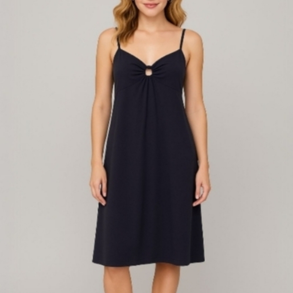 CLEARANCE LOFT Navy Blue Cotton Blend Sweetheart Neckline Dress